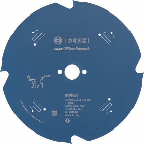 Expert per lama circolare per fibrocemento Ø20mm - 190 x 20 x 2,2 mm, 4 - 2 608 644 124 (1/4)