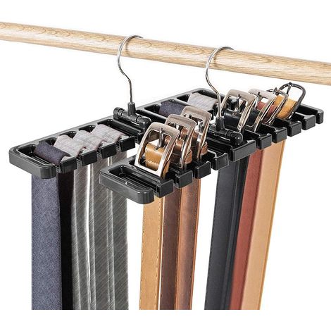 Porte-Ceintures - Support de Rangement pour Ceintures et Cravates - Fixation Murale - Polystyrène - 12 x 3 x 4,1 Pouces - 2 Pièces (1/5)
