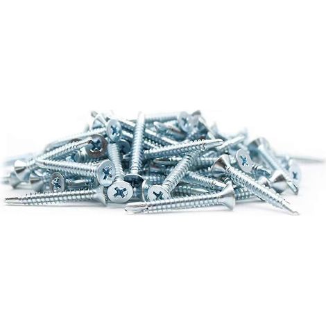Vis autoperceuses pour métal avec embout, 100 vis à tête fraisée - 4,2 x 16 mm, acier zingué - pour vis autoperceuses pour métal, tôle ondulée (1/5)