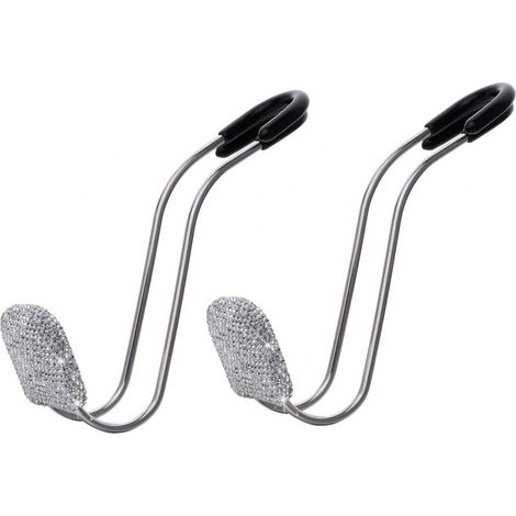 2 Pieces Bling Car Hooks, Multifunctional Bling Stainless Steel Universal Car Seat Hook, For Car Backseat Organizer, For Handbag Holder Hook (White) (1/5)
