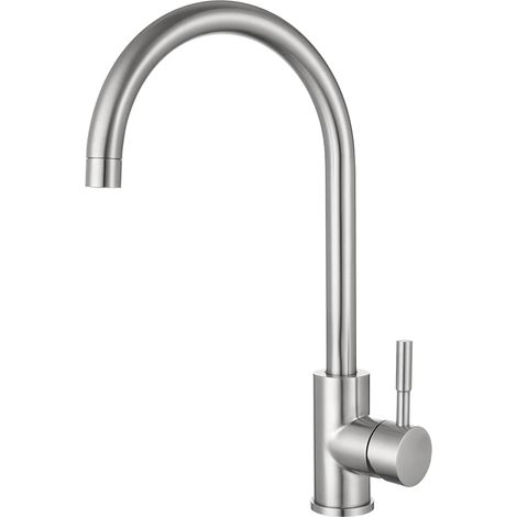 Robinet Cuisine Pivotant 360° – Mitigeur Évier Arc Élevé en Acier Inoxydable, Robinet Cuisine avec Levier Unique, Robinet Évier Cuisine Moderne, Installation Facile (CHROME POLI) (1/3)