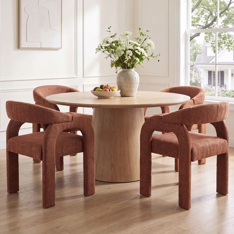 Wahson 4 PZ Sedie Cucina in Tessuto, Sala da Pranzo Moderno con Schienale Curvo Poltrona Schiuma ad Alta Densità Ideale per Sala da Pranzo/Soggiorno, Arancione