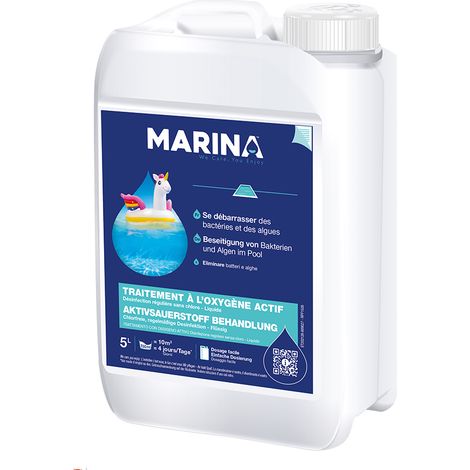 Désinfectant oxygène actif de piscine 5 L – Action algicide renforcée – Élimine bactéries et algues – Compatible avec tous équipements – Marina (1/2)