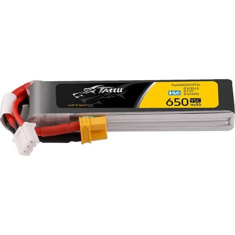 Acumulador Lipo Tattu 2s 650mAh 95C 7.6V HV z XT30 Paquete largo