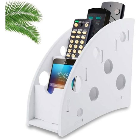 Organizador de mandos a distancia de cuatro compartimentos, ideal para guardar diversos mandos a distancia y teléfonos móviles. (1/5)
