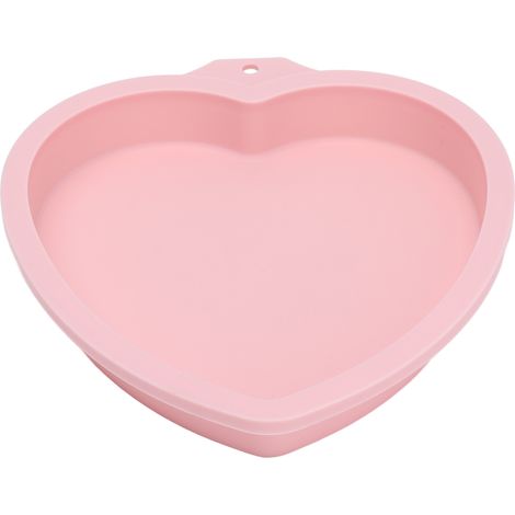 Moule en silicone pour pâtisserie, moule à gâteau cœur et rond, plat à dessert sans coupe, moule à muffin, outil de cuisson réutilisable, petit moule à gâteau rose cœur (1/5)