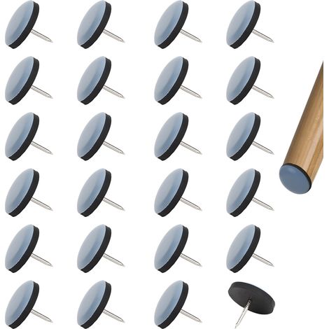 Patins Glisseurs pour Meubles 24pcs 25mm en Rond, Coulisses à Clou pour Chaises Canapé Table Bureau, Dessous de Chaise Anti-Bruit Protection Sol, Faciles à Déplacer Meubles Lourds (1/5)