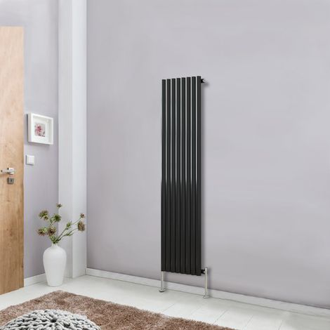 NRG Black Modern Designer Radiator Oval Column Central Heating Rads Vertical Single 1600x472mm (1/5)