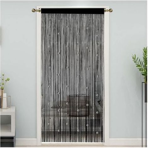 noir, 100 x 200 cmRideau de porte en perles, moustiquaire pour portes, fenêtres, cloison de séparation de pièces, panneaux de porte, de salon, de chambre à coucher, de placard (1/4)