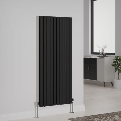 Designer Radiator Flat Panel Central Heating Rads Vertical Double 1600x680mm Black