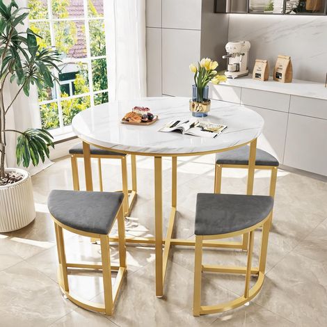 Ensemble table et chaises de cuisine en MDF et métal design (1/5)