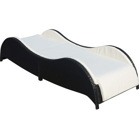 Chaise longue,Bain de soleil,Transat avec coussin Résine tressée Noir CFW19519 (1/5)