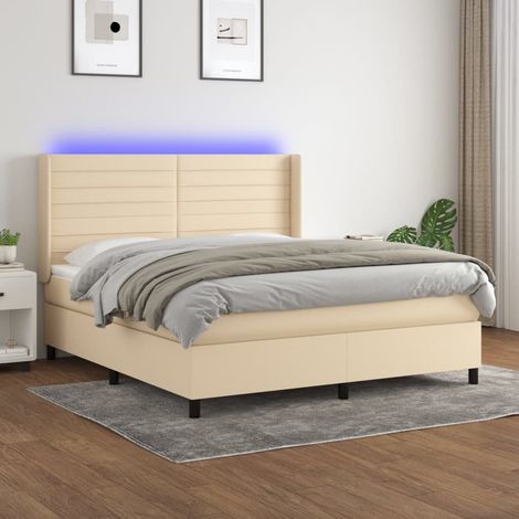 vidaXL Lit à ressort LED avec tête de lit 160 x 200 cm tissu (1/5)