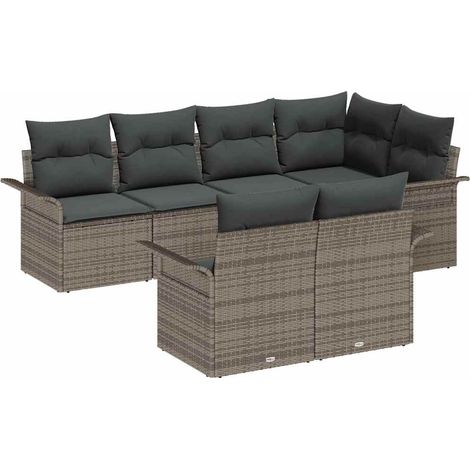 Maison Exclusive - Set Divano da Giardino 7 pz Grigio Poly Rattan (1/5)