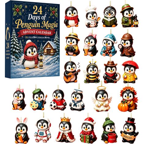 Adventskalender 2026 – 24 niedliche Pinguin-Anhänger aus Acryl (2D) – Countdown-Kalender – Weihnachtsgeschenk und Dekoration für Zuhause (1/5)