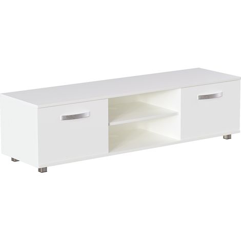 Cosmo TV Cabinet Stand 2 Door Modern High Gloss Cabinet Unit, 140cm-White