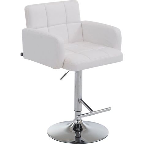 Sgabello da bar x1 con braccioli e comodo schienale con gambe in metallo cromato sintetico bianco TDB10482
