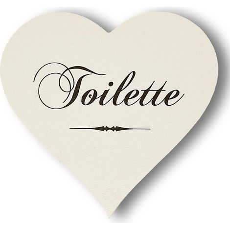 Plaque de porte autocollante en bois en forme de cœur 15 cm (toilette) (1/5)