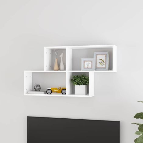 vidaXL Estantería de pared madera contrachapada blanco 100x18x53 cm (1/5)