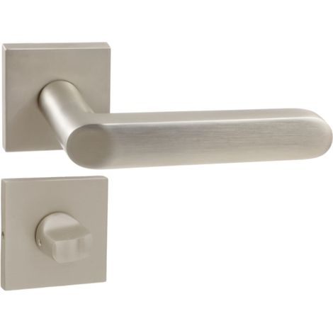 DOMINO Poignée de porte DENVER-QR slim Nickel Satin WC Poignée avec rosace WC Nickel satiné (1/5)