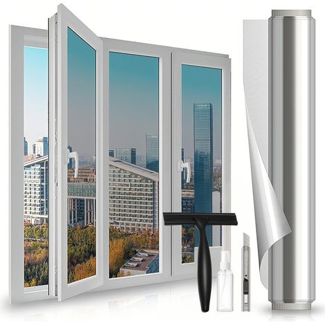 Einwegspiegel-Fensterfolie 90 x 400 cm, Sonnenschutz, Anti-UV und Anti-Hitze, Anti-Sichtschutz (1/5)