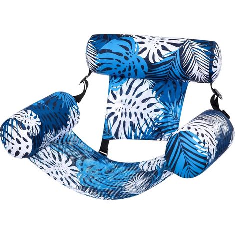 Bouée gonflable adulte - Fauteuil gonflable - Dossier pliable - Hamac flottant à motif végétal - Chaise longue gonflable avec flotteur en forme de frite de piscine - Idéal pour une fête aquatique esti (1/5)