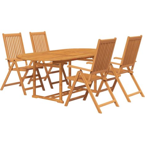 INLIFE Salon de jardin 5 pcs Bois d'acacia massif (1/5)