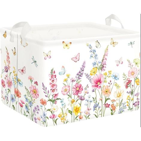 Panier Rangement Bébé Plage Été Corbeille à Linge Sale Palmier Enfant Vêtement Boite de Rangement Jouet Salle de Bain Chambre à Coucher, Papillons, 40x30x30 cm (1/5)