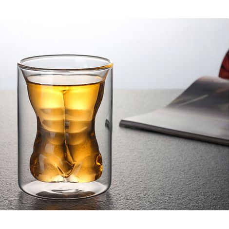Verre à bière/whisky double paroi en forme de corps, idéal pour les fêtes et les réceptions, parfait pour les barmans. (1/5)