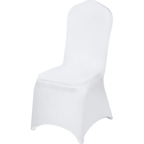 Mophorn Klappstuhlhussen aus elastischem Spandex, universelle, passgenaue Schonbezüge, waschbar und abnehmbar, 100 Stück, weiß, für Hochzeiten, Partys, Bankette und Feiern