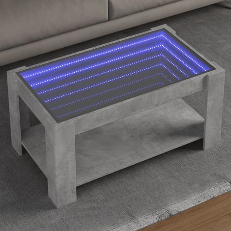 LED-Couchtisch Betongrau 93x53x45 cm Holzwerkstoff (1/5)