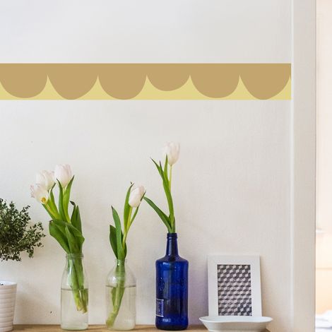 Frise décorative adhésive, feston fantaisie jaune, jaune moutarde, 9 cm X 300 cm (1/5)