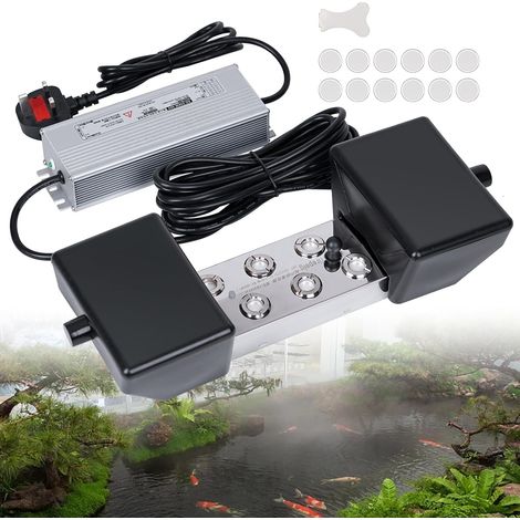 Nebulizador ultrasónico de 6 cabezales de 5,5 l/h con fuente de alimentación impermeable y humidificador de aire para estanque de boyas para fiesta de bodas de Navidad y Halloween (1/5)
