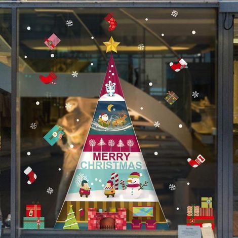 Autocollant sapin de Noël pour vitrine, papier peint décoratif en verre (1/5)