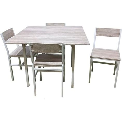 Set tavolo tavolino quadrato 100 cm + 4 sedie giardino esterno in legno tortora 774ds