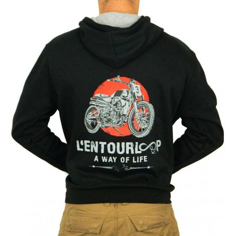 Sweat capuche pour moto Homme L'entourloop Flat track Noir taille (1/2)