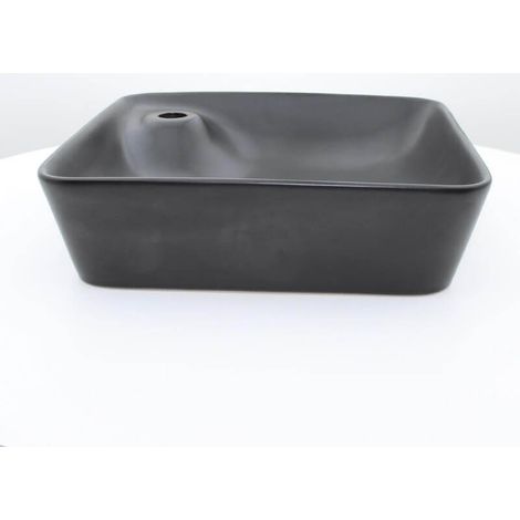 Vasque pour salle de bain Carrée - Céramique Noir Mat - 43x43 cm - Urban (1/2)