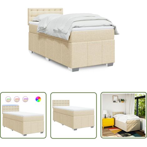 vidaXL Boxspringbett mit Matratze Creme 80x200 cm Stoff