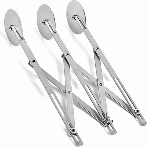 Couteau à pizza à 3 roues en acier inoxydable avec coupe-pâte réglable et diviseur de pâte pour pâtisserie, pizza, pâtes, gâteaux et biscuits - Outil de cuisine et de pâtisserie (1/2)