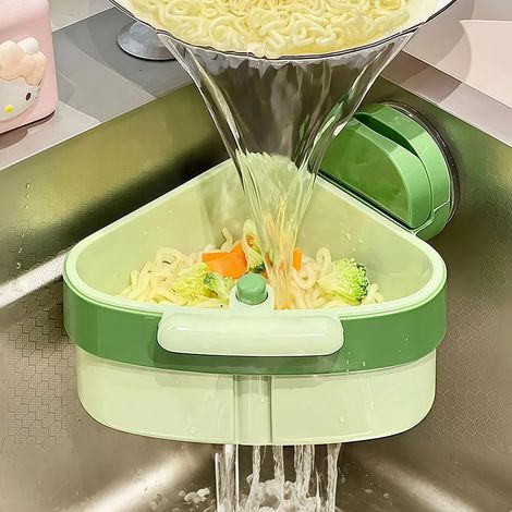 Égouttoir d'angle pour évier, panier égouttoir à ventouse pour évier - Vert (1/5)