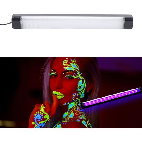 Barre lumineuse LED noire magnétique 380 à 400 nm, branchement USB, avec interrupteur, idéale pour les soirées de peinture corporelle et de posters. (1/5)