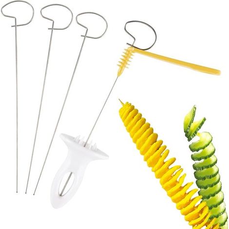 Spiral Kartoffelschneider Manueller Gemüseschneider Multifunktionaler manueller Spiralschneider Mit 4 Edelstahlstäben Glatter Griff Rutschfester (1/5)