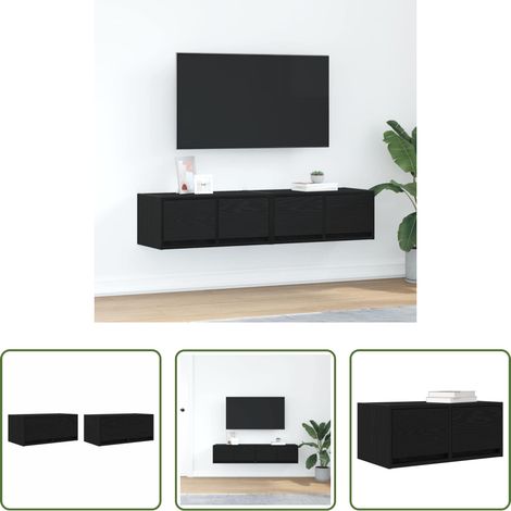 Wandregal - TV-Schränke 2 Stk. Schwarz Eichen-Optik 60x31x25,5 cm (1/5)