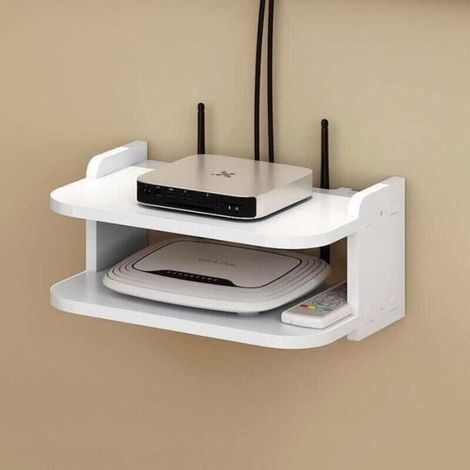 (30cm-Blanc)Organisateur de Montage Flottante étagère Mural pour TV Box Décodeur de Routeur WiFi Support - 30 cm (1/4)