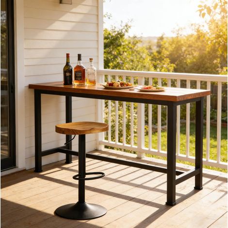 Barhocker drehbar höhenverstellbar mit Fußlehne Holz OKMYHOME (1/5)