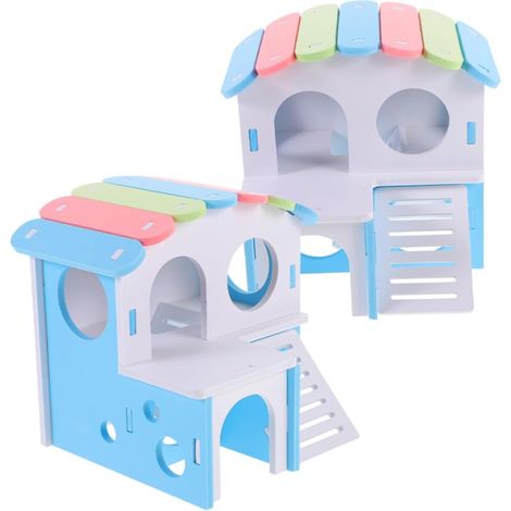 2-Piece Hideaway for Guinea Pigs and Hamsters, Double-Layer Shelter for Small Animals, Decorative Cage Accessory (1/5)