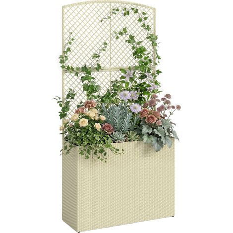 Potager surélevé avec treillis effet rotin 80x30x163, finition soignée (1/5)