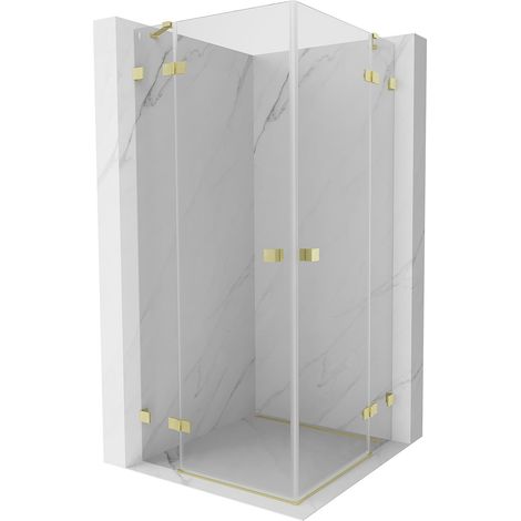 Mexen Lunar Duo cabina doccia con porta a battente 120 x 120 cm, trasparente, oro spazzolato - 834-120L-120P-55-00 (1/5)