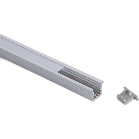 Perfil Aluminio Empotrable Estrecho para Tiras LED hasta 6 mm con Tapa Continua Aluminio 2 m Blanco traslúcido (1/5)