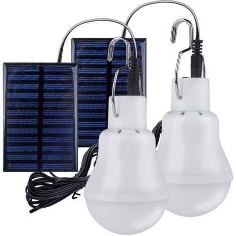 2 Lampe Camping Solaire Portable,Ampoule Solaire LED Lampe Urgence Solaire Lumière Jardin Lanterne Éclairage Solaire